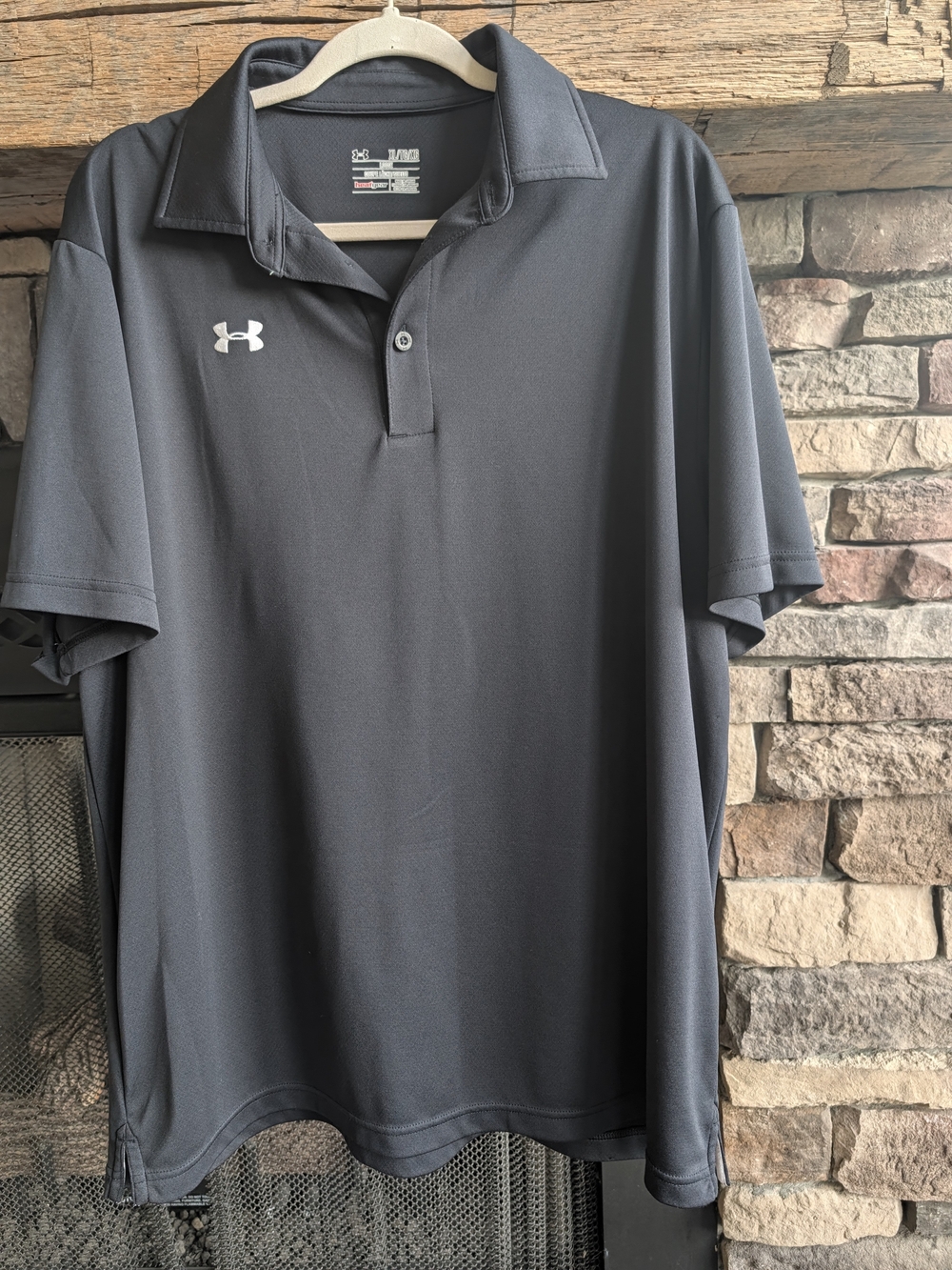 Under Armour Men’s Black Polo with White Logo Size XL